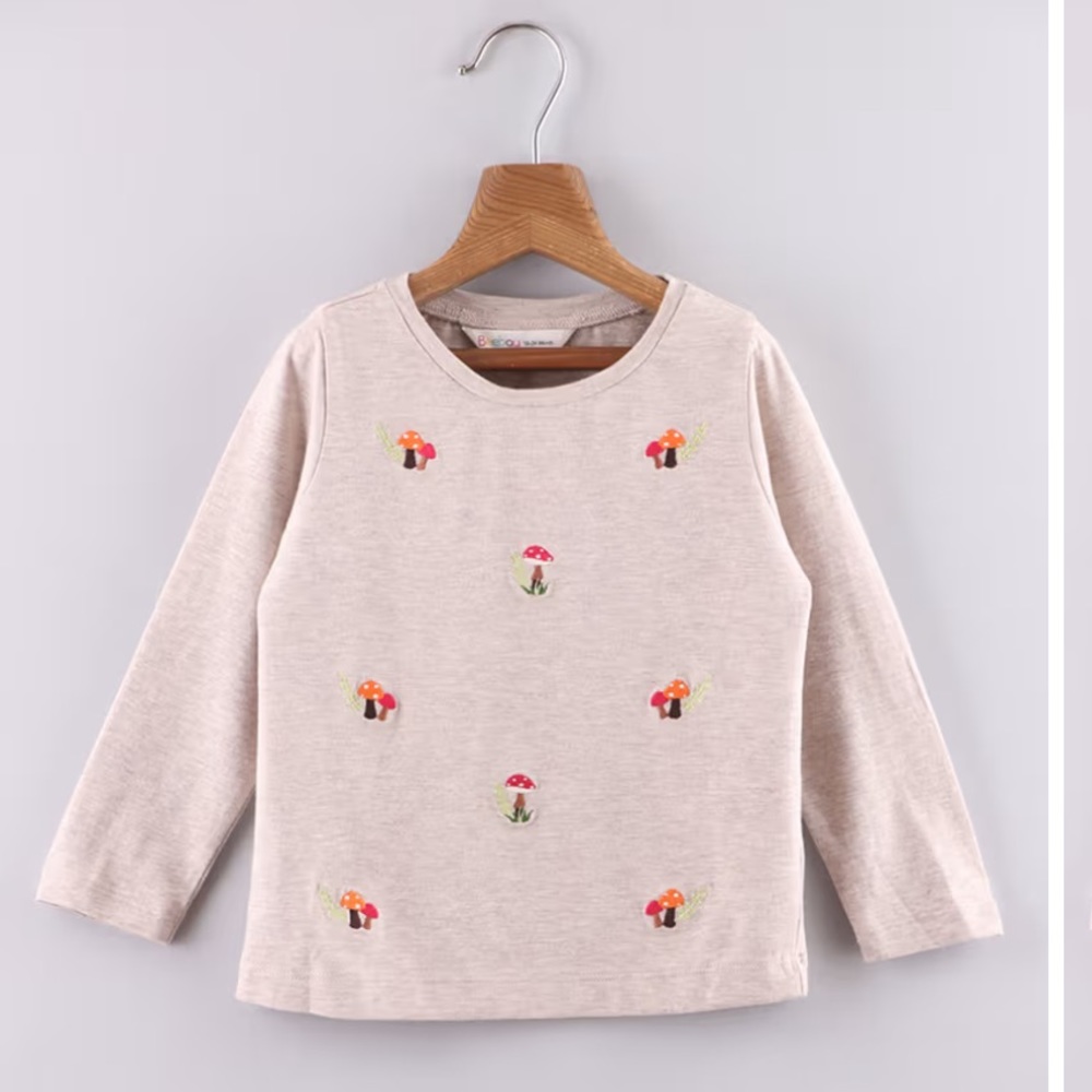 Beebay Mushroom Embroidery T-Shirt